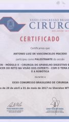 Certificado – XXXII CBC – Palestrante mesa redonda manejo do cancer de reto