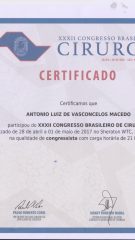 Certificado – XXXII Congresso Brasileiro de Cirurgia